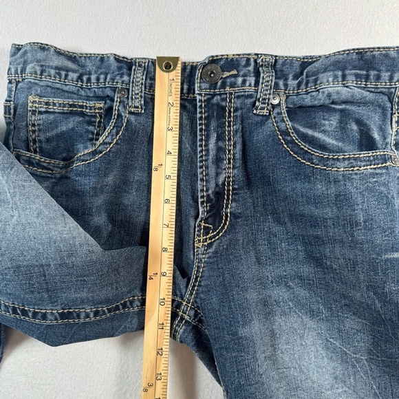 True Luck Jeans Mens 34 Blue Straight Mid Rise Medium Wash Stretch - Picture 7 of 11